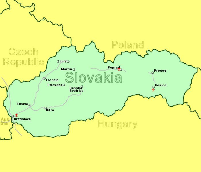 Slovakia Airport Map